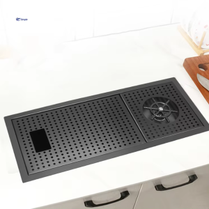 Hidden Single Bowl Kitchen Sink 600*260*220mm Stainless Steel Sink With Cup Washer