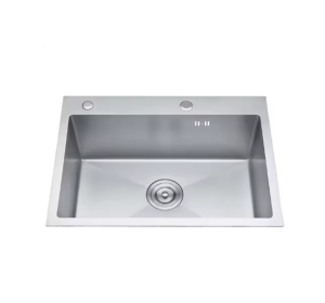 Handmade Kitchen Simple Square Basin Sink Above-counter With 2 Hole Design 600*450*220mm