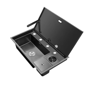 4-Hole Hidden Cover Plate Sink With Small Rubbish Bin And Cup Washer 900*500*220 mm